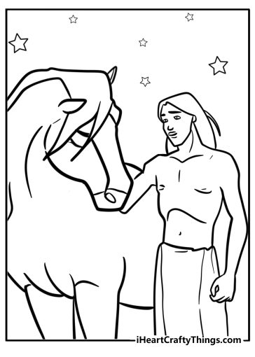 Spirit and little creek sharing a moment fun printable coloring sheet