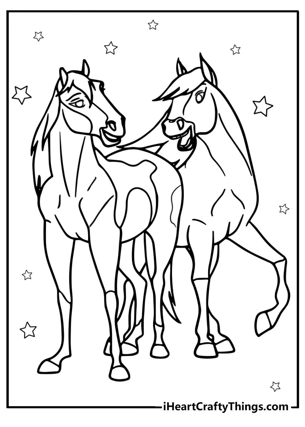 Spirit and rain nuzzling fun coloring sheet