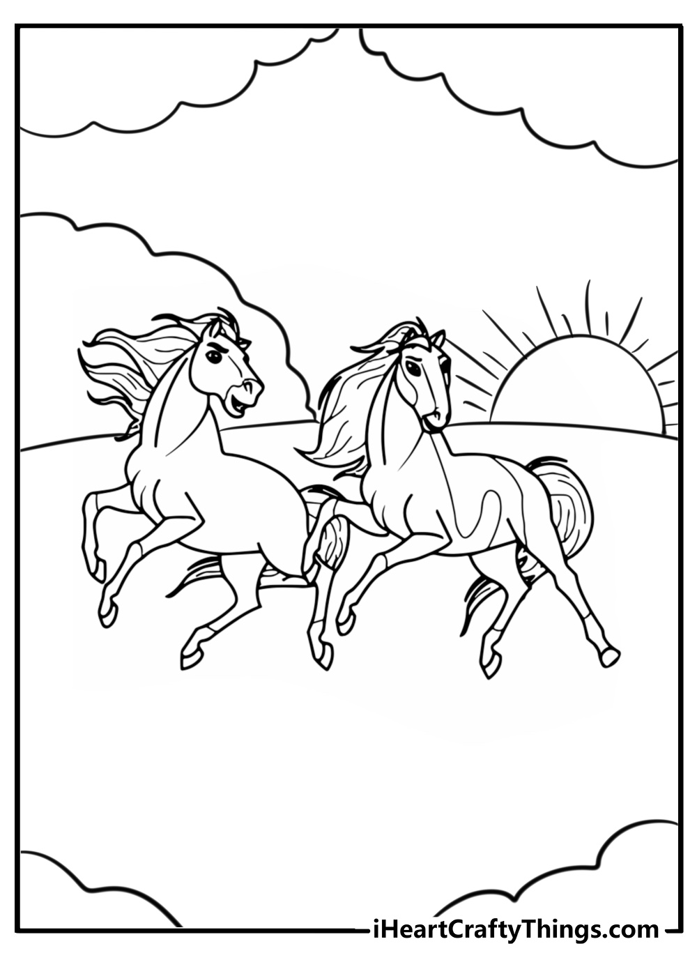 Spirit and rain together under the sunset free coloring page pdf