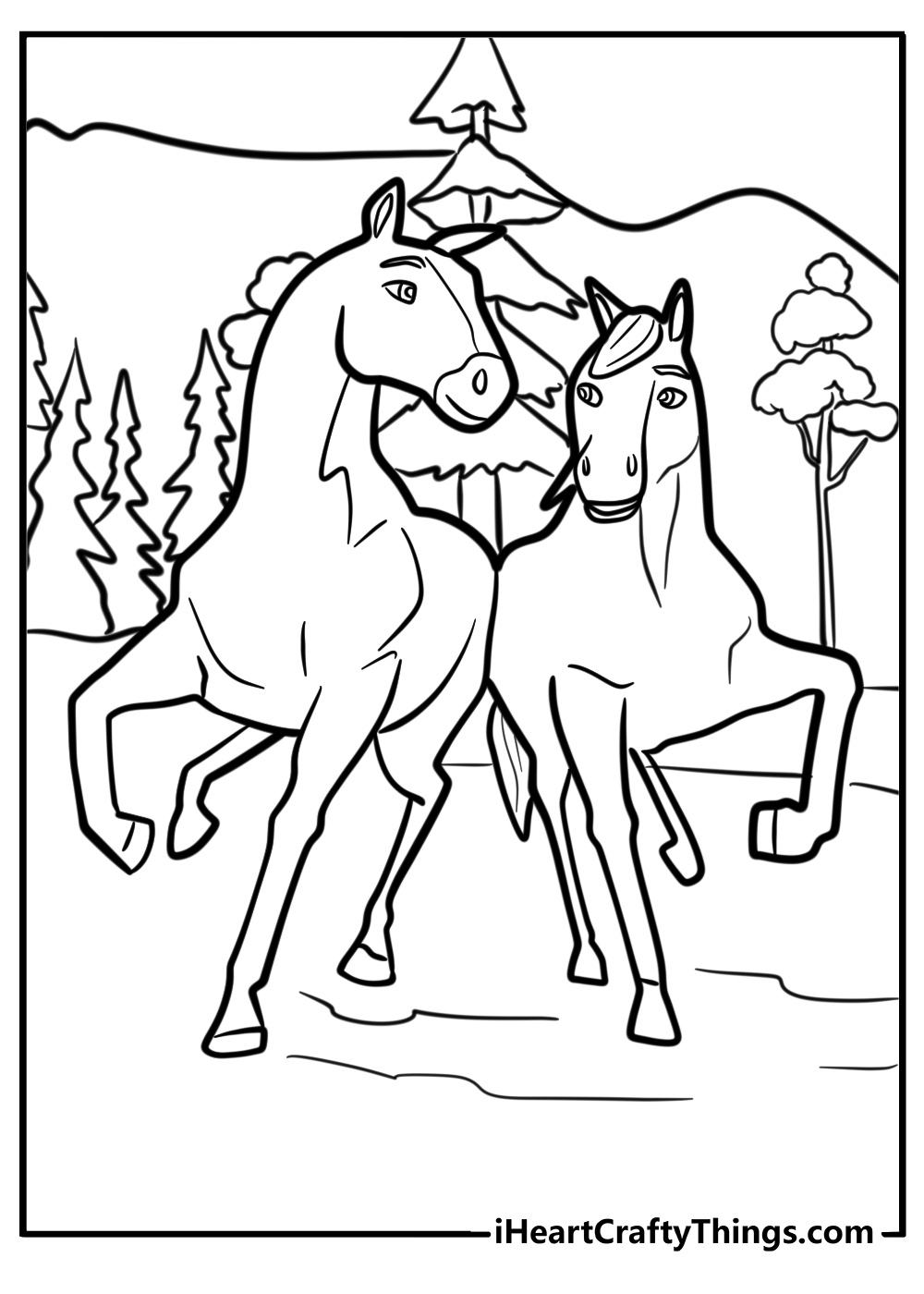 Spirit in the wild with the herd printable coloring page