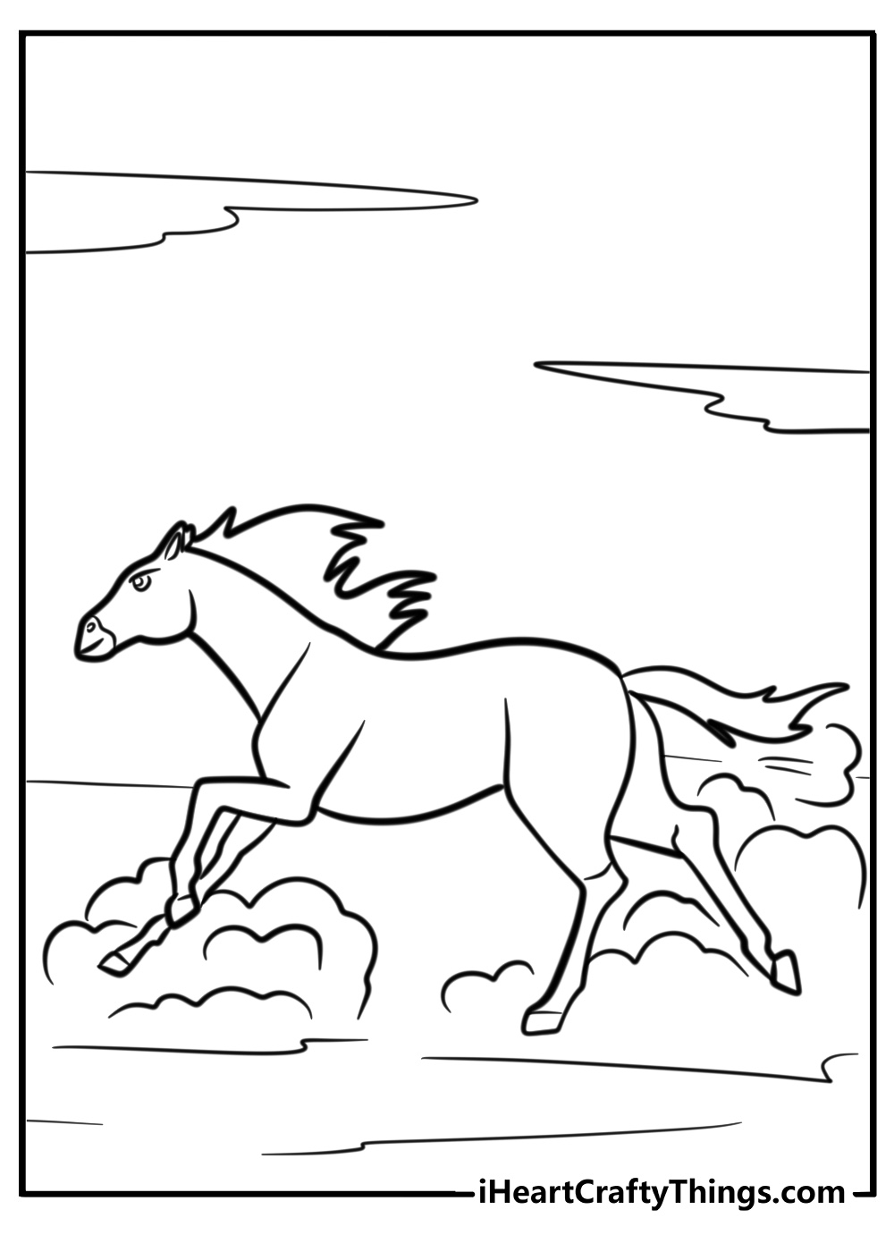 Spirit kicking up dust as he runs free coloring page pdf