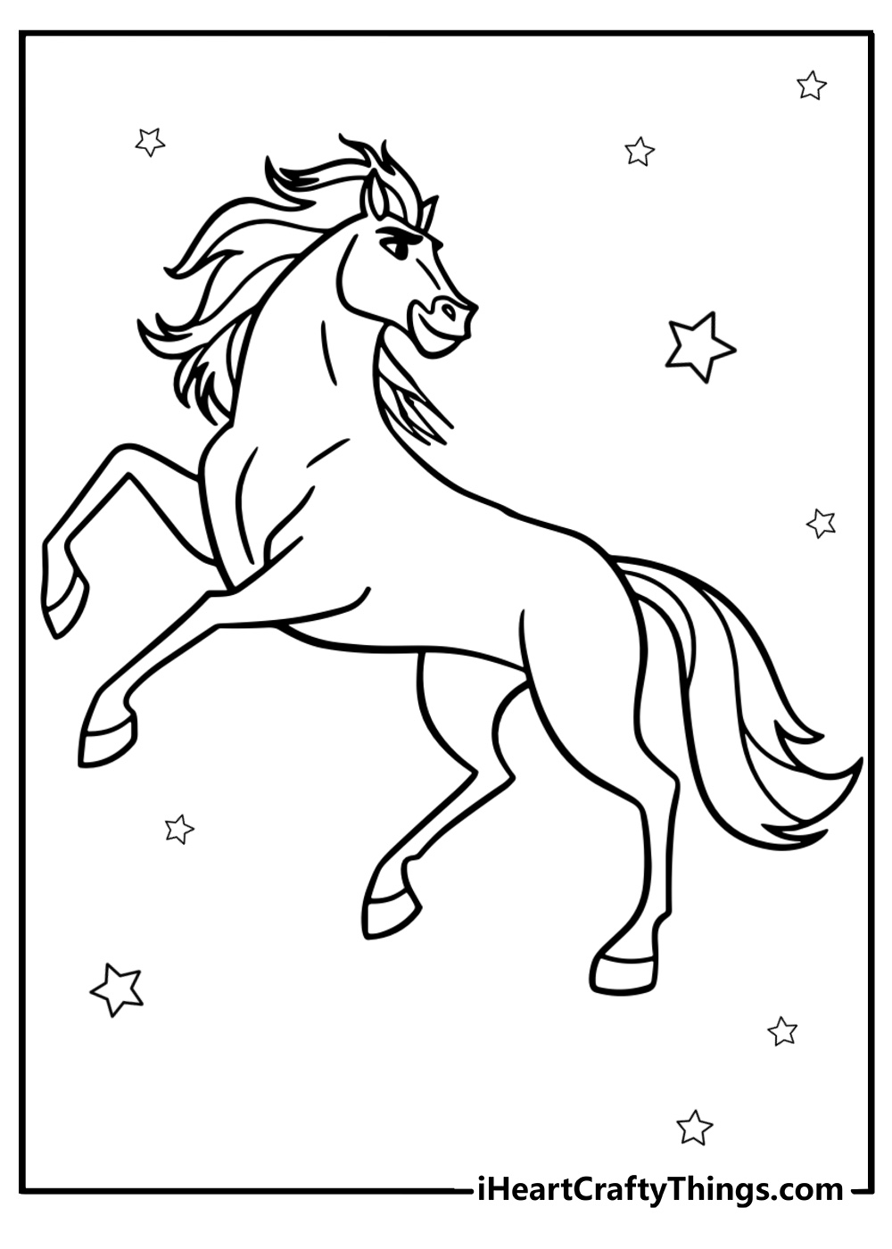 Spirit rearing up with strength fun printable coloring sheet