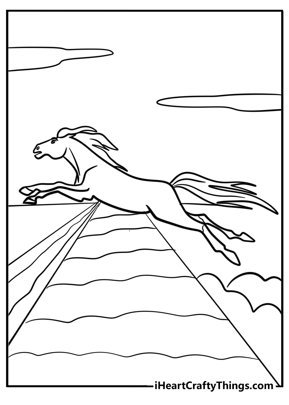 Spirit running wild through the fields free printable coloring page