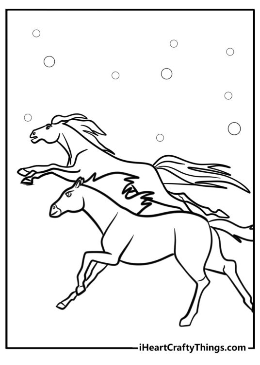 Spirit running with wild horses free coloring page pdf