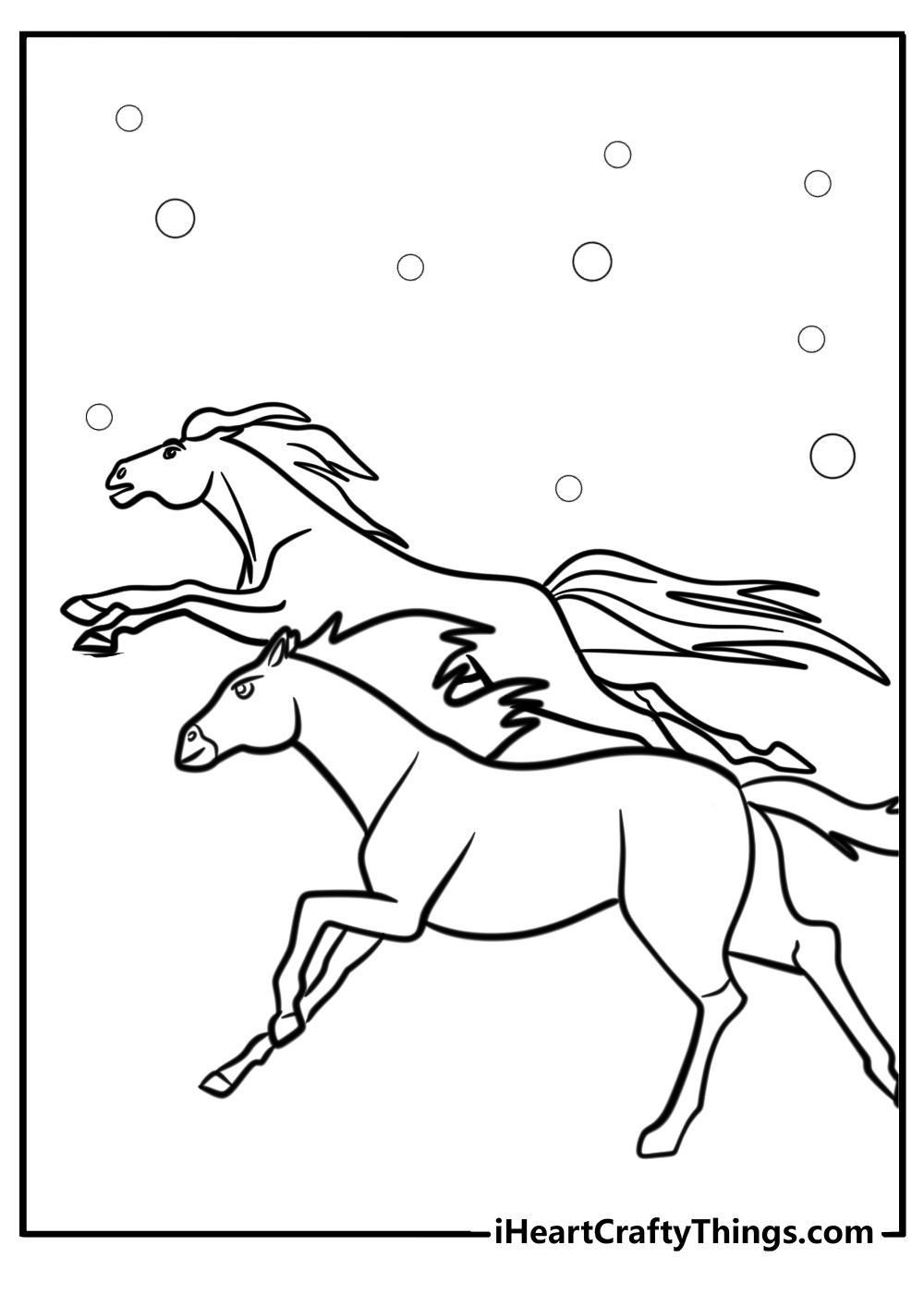 Spirit running with wild horses free coloring page pdf