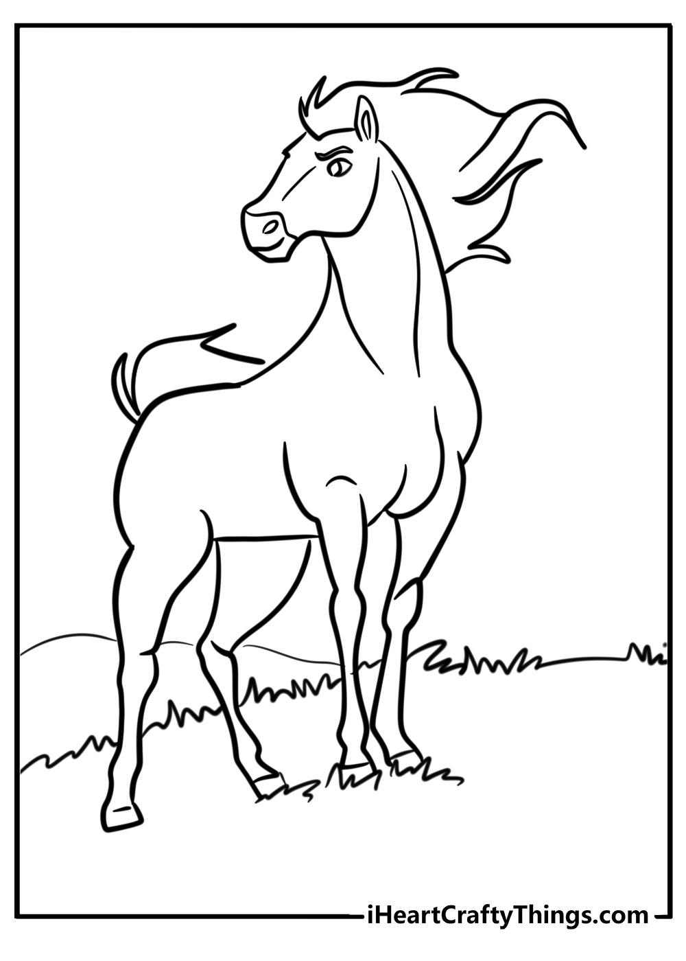 Spirit standing tall on a cliff free printable coloring page