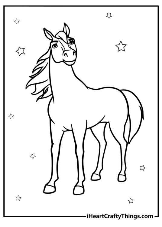 Spirit with his mane flowing in the wind coloring page