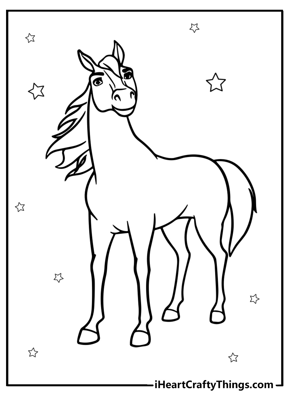 Spirit with his mane flowing in the wind coloring page