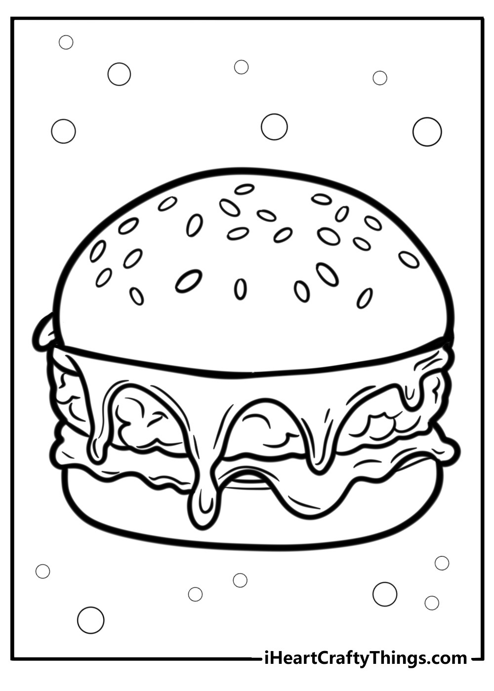 Stacked hamburger with extra cheese fun coloring sheet