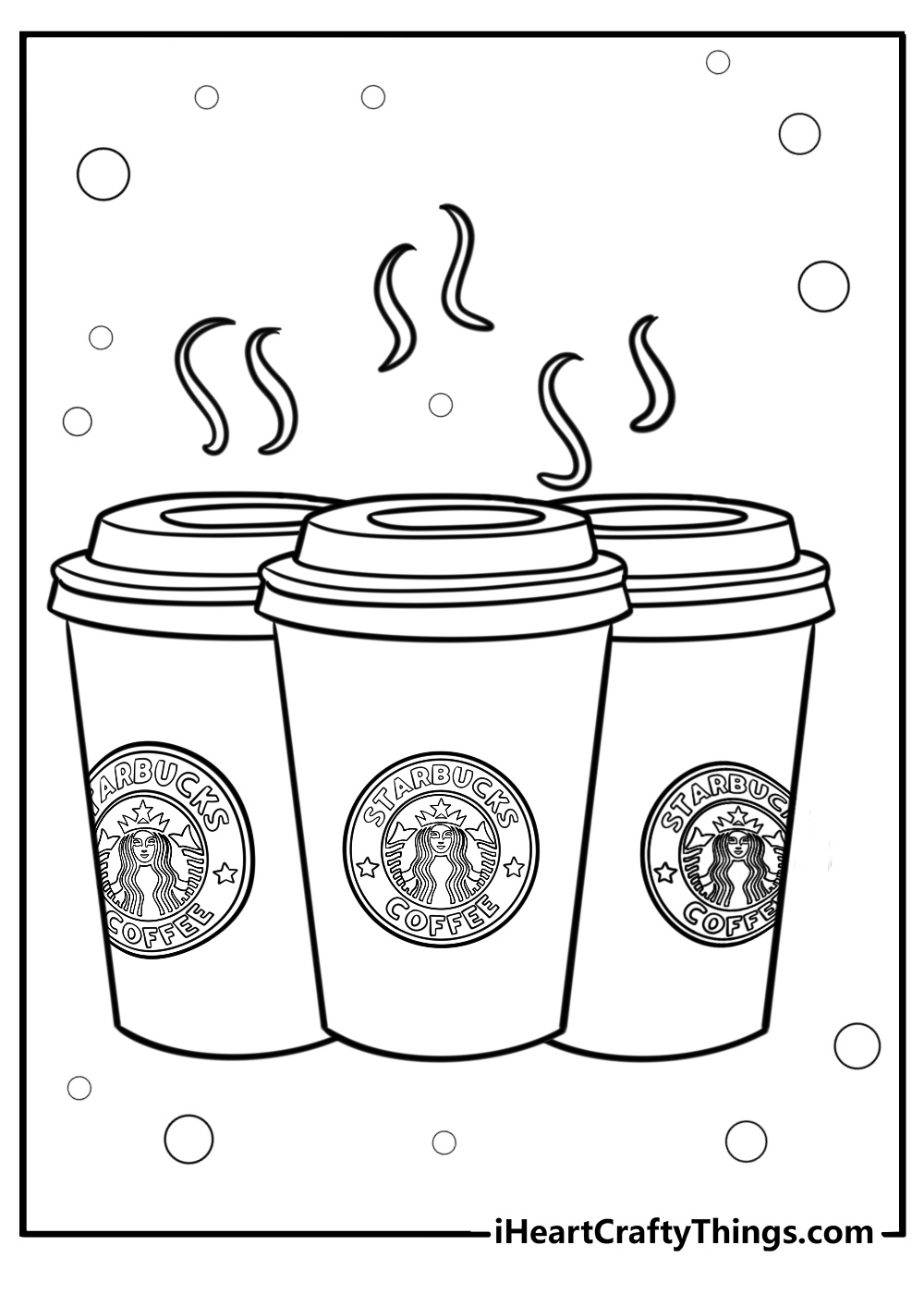 Starbucks coffee cup with steam coloring page