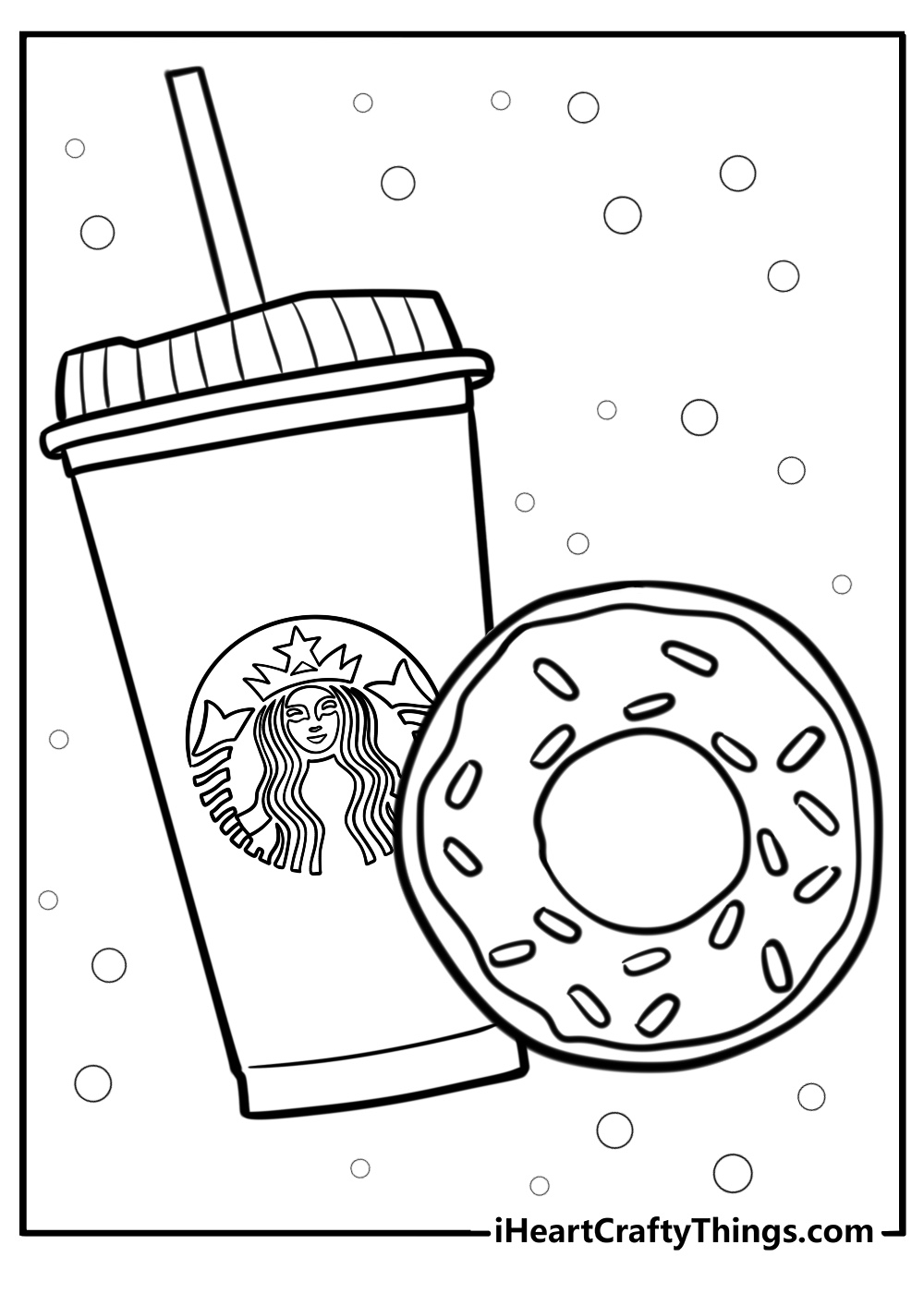 Starbucks cup with a donut fun coloring sheet