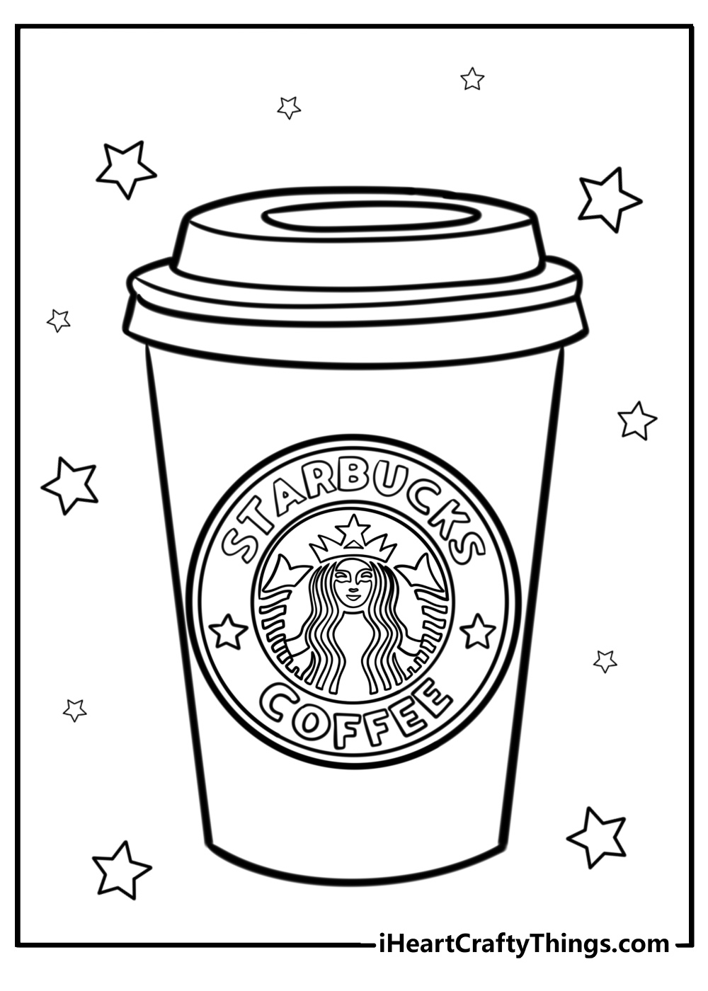 Starbucks cup with logo coloring page for kids