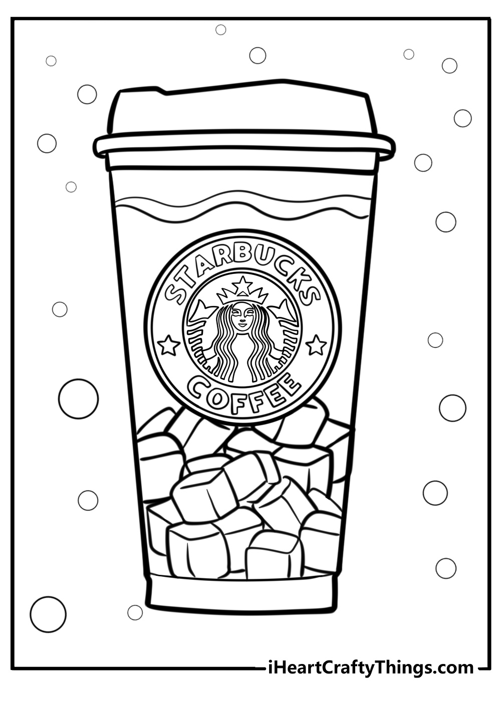 Starbucks drink with ice cubes printable coloring page