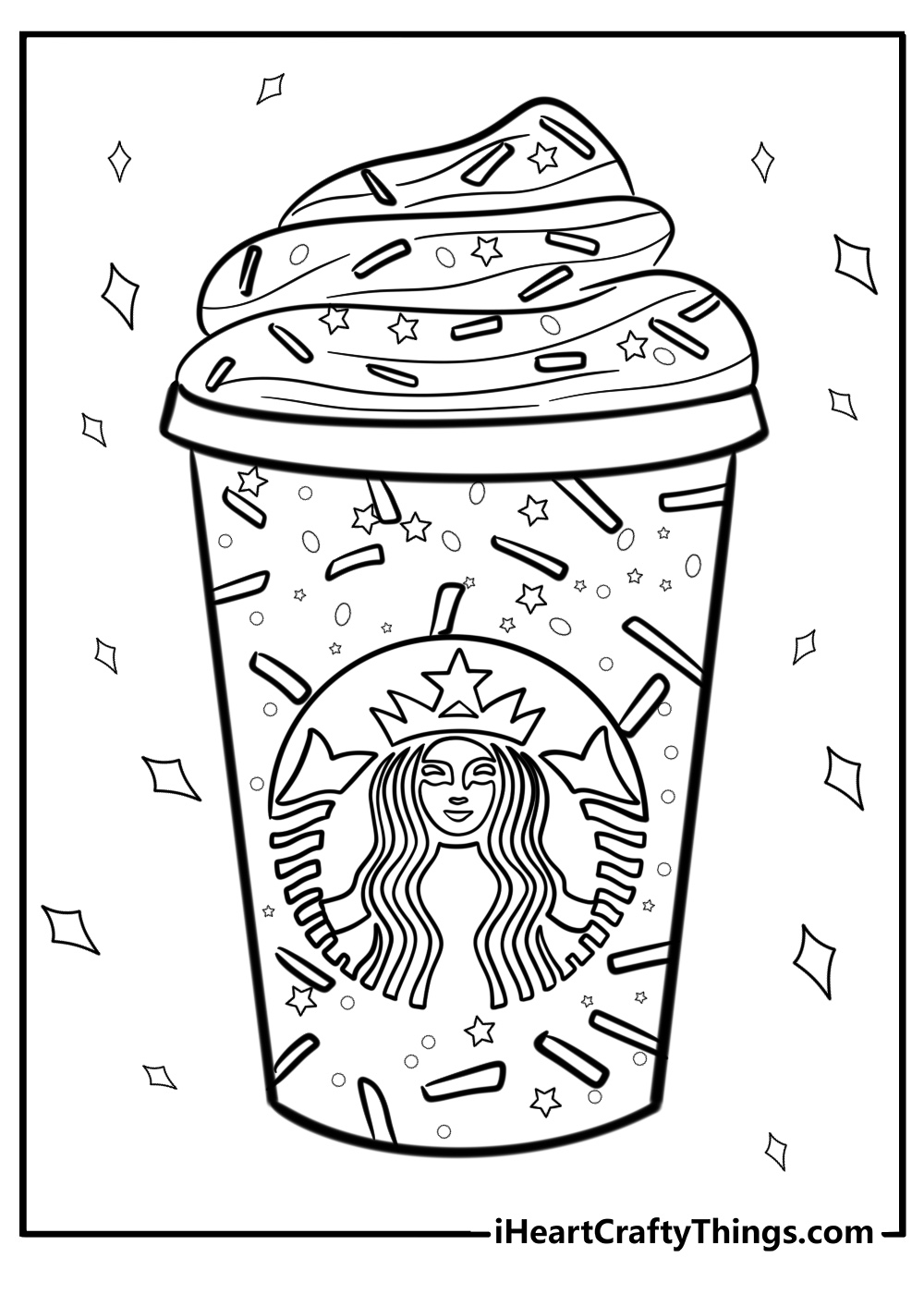 Starbucks frappuccino with sprinkles coloring page for kids