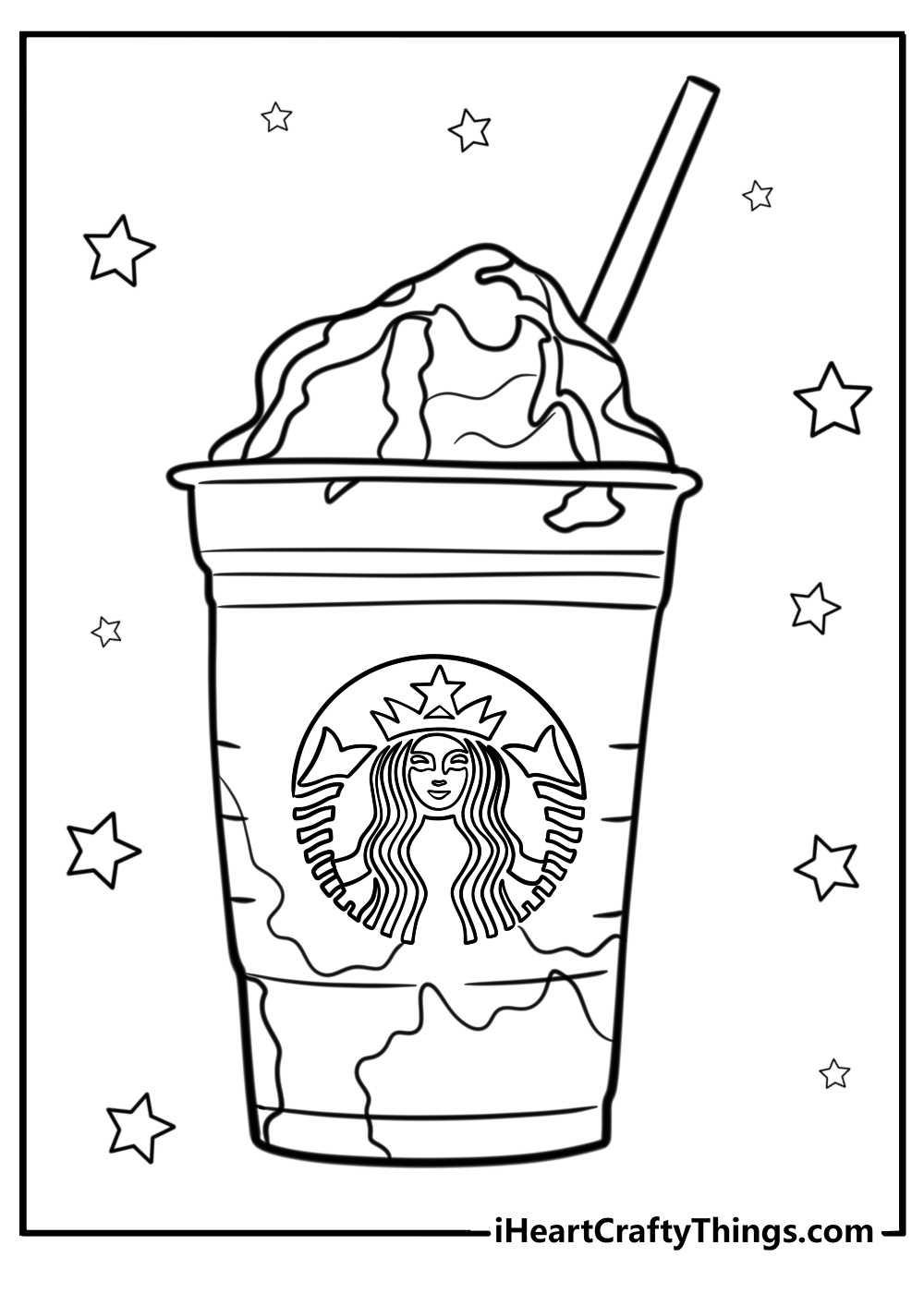 Starbucks frappuccino with whipped cream free coloring page pdf