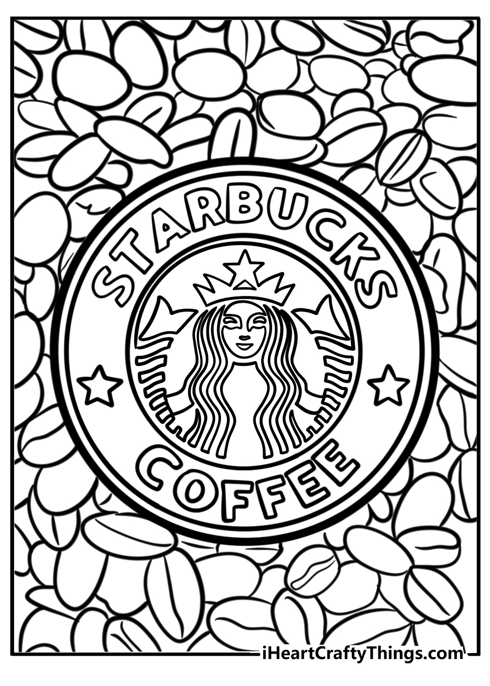 Starbucks logo with coffee beans free printable coloring page