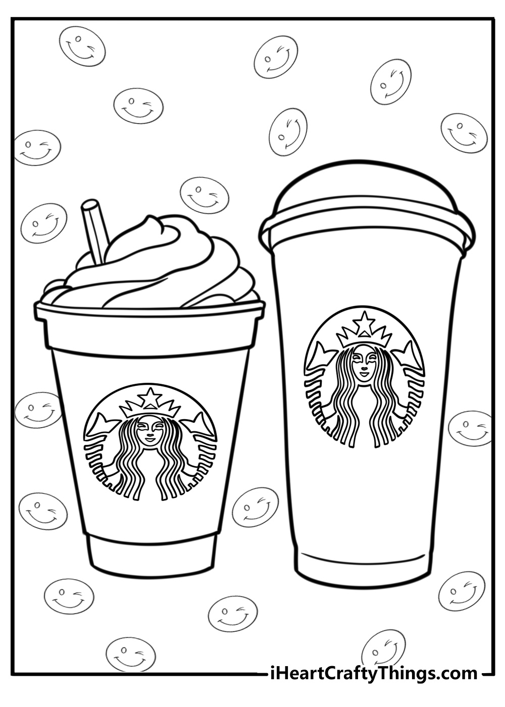 Starbucks logo with decorative elements coloring page