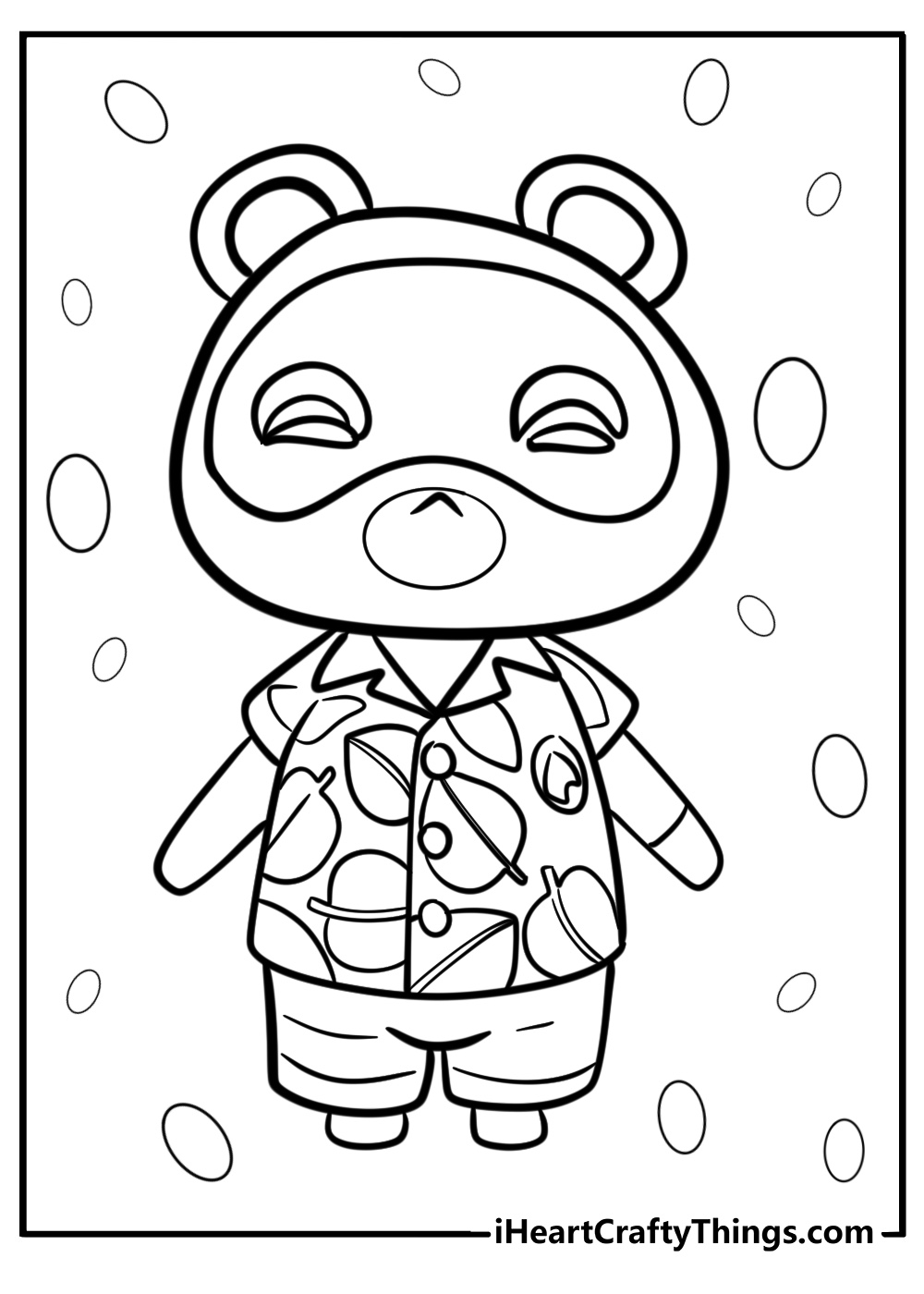 Tom nook with his iconic smile detailed coloring sheet