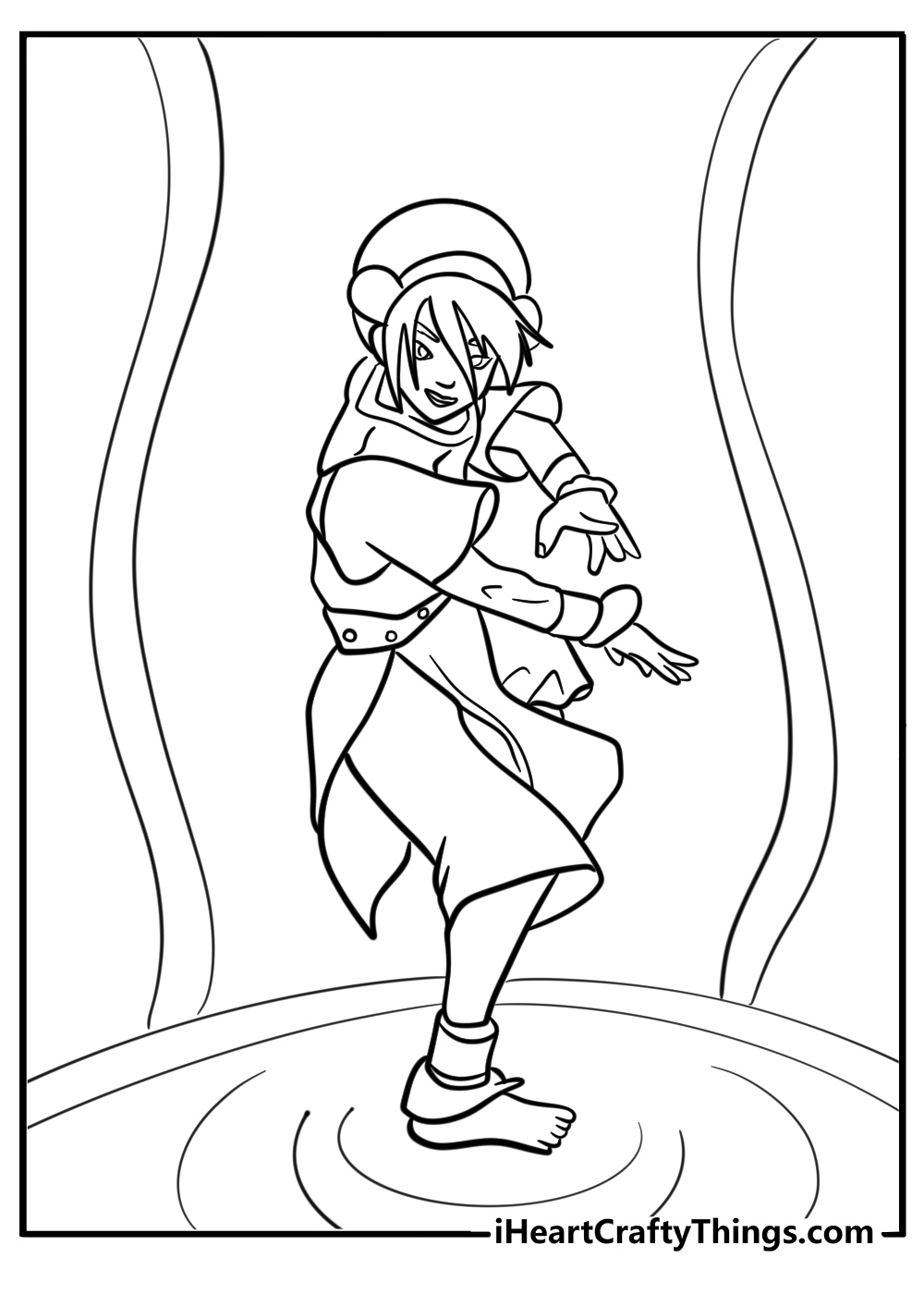 Toph using seismic sense free avatar coloring page pdf