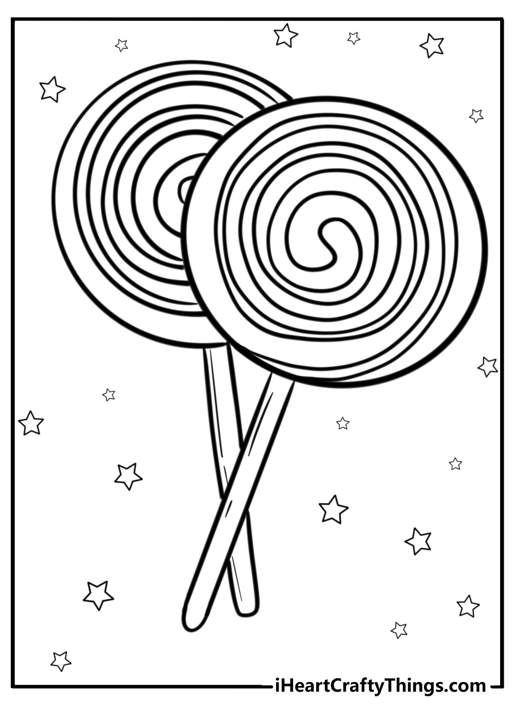 Two lollipops crossed together fun printable coloring sheet