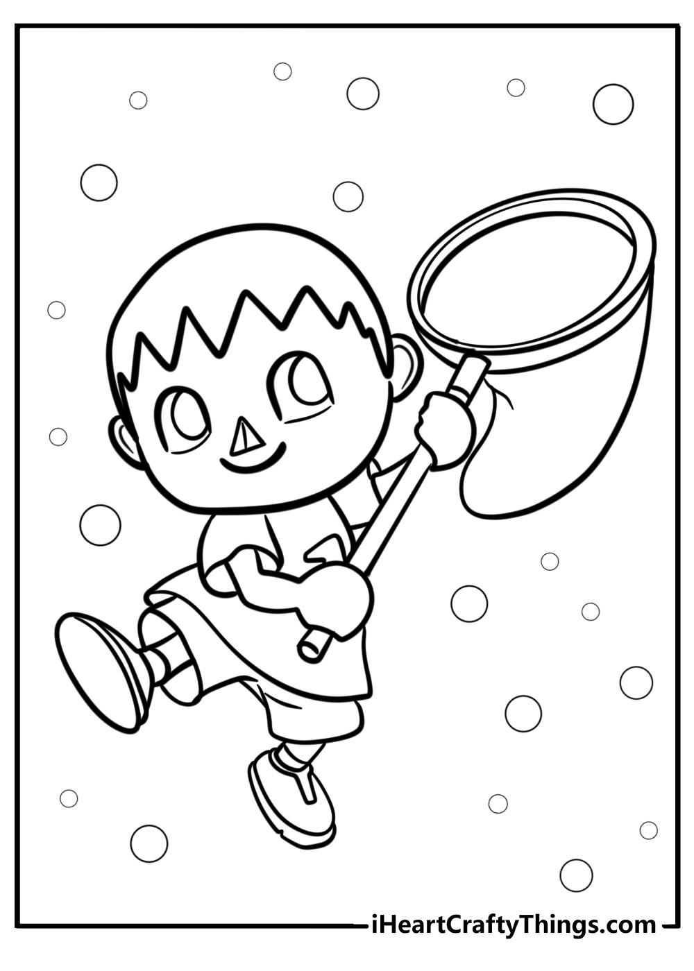 Villager holding a net fun animal crossing coloring sheet