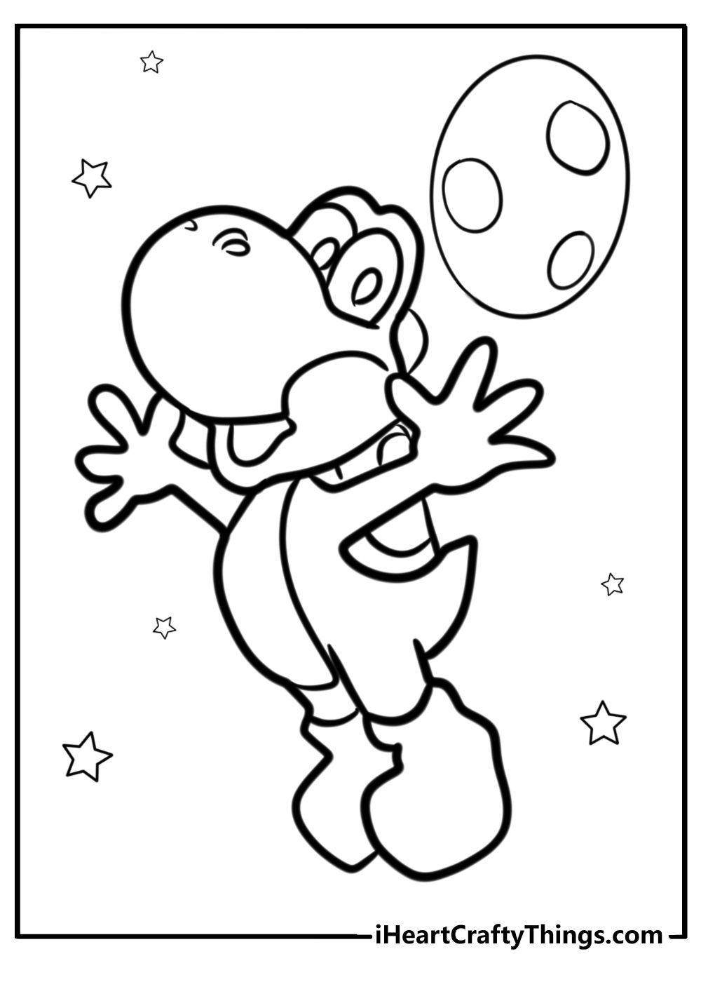 Yoshi jumping with an egg fun smash bros coloring sheet