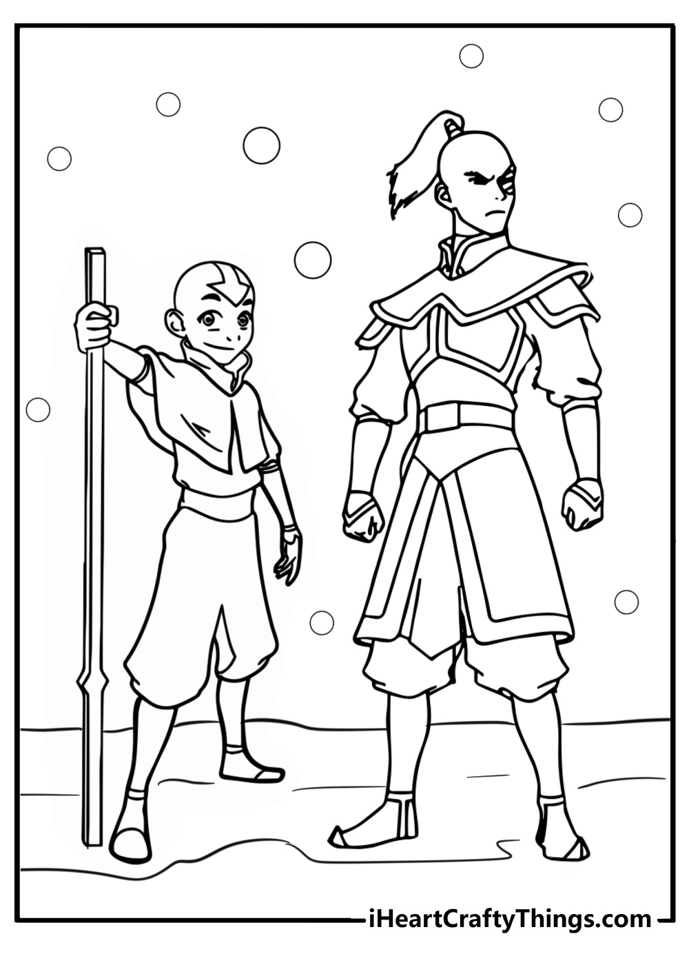 Zuko and aang in battle detailed coloring sheet