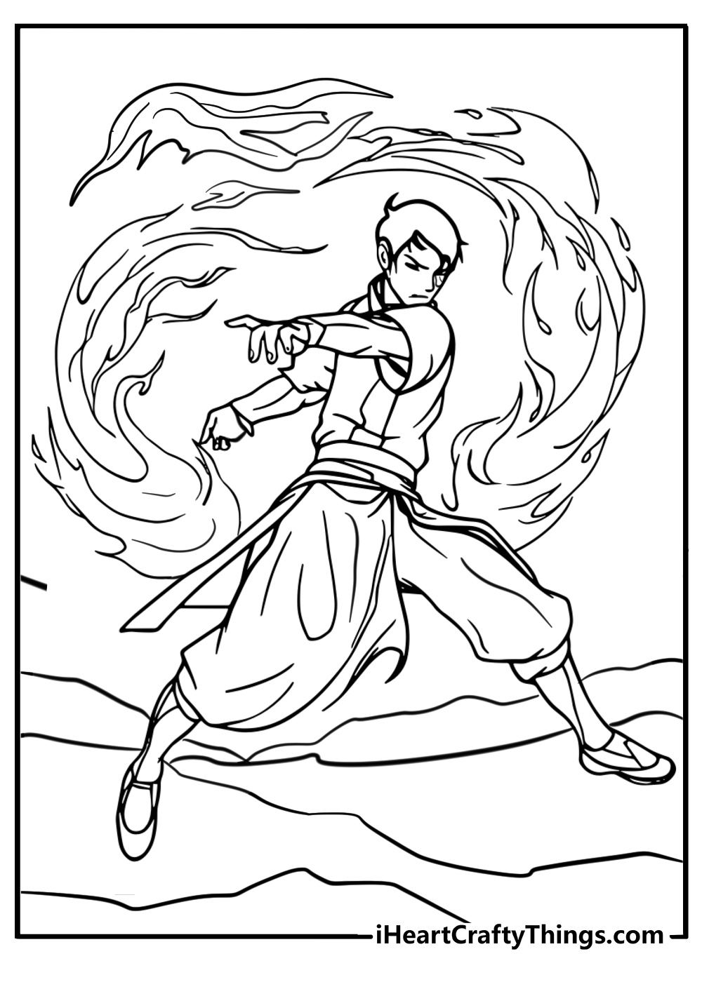 Zuko ready to firebend fun avatar coloring sheet