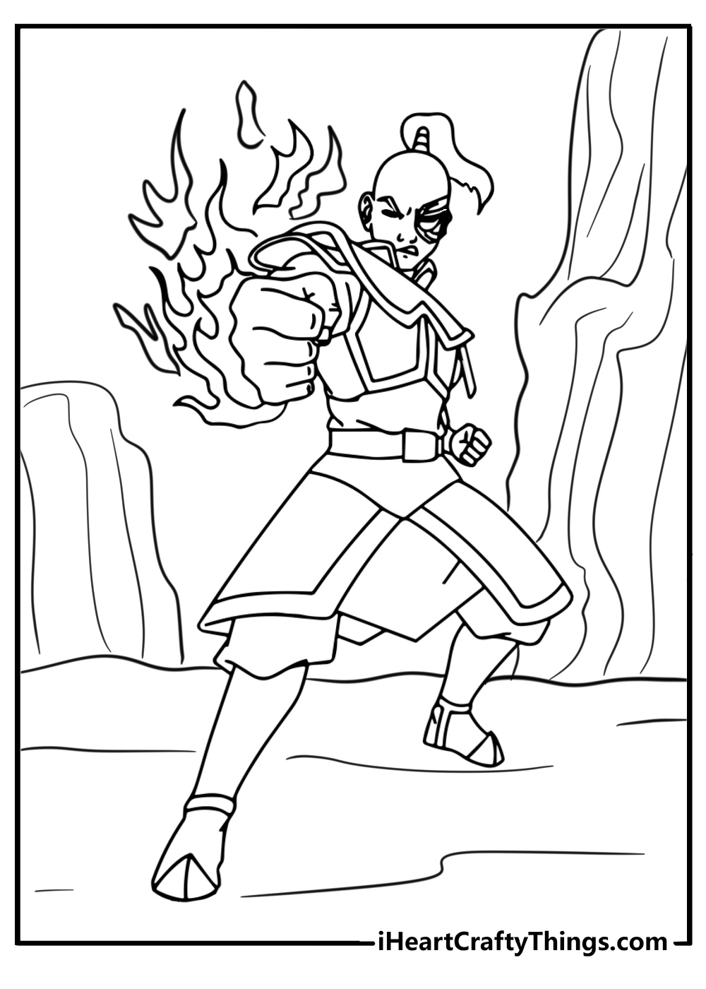 Zuko unleashing firebending detailed coloring sheet