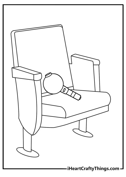 BTS coloring page featuring the ARMY Bomb light stick at a concert seat