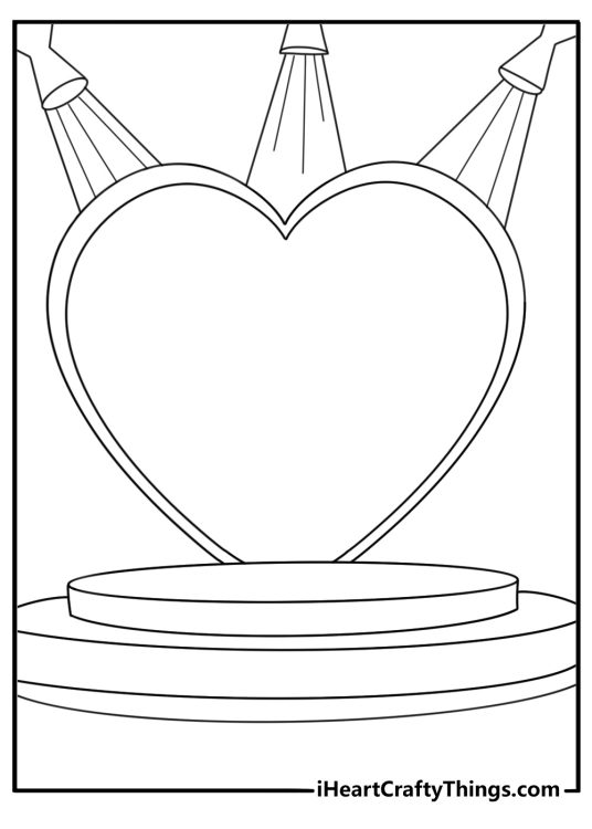 BTS coloring page for fans featuring a purple heart and stage lights