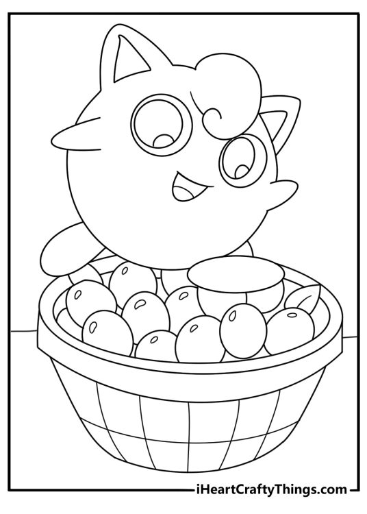 Free Jigglypuff coloring pages coloring page with Jigglypuff beside a berry basket
