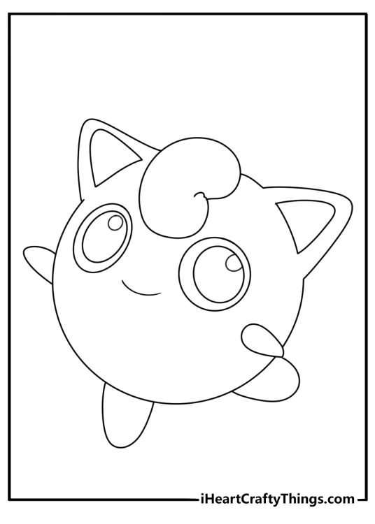 Simple Jigglypuff coloring sheet with Jigglypuff ears and round body outline