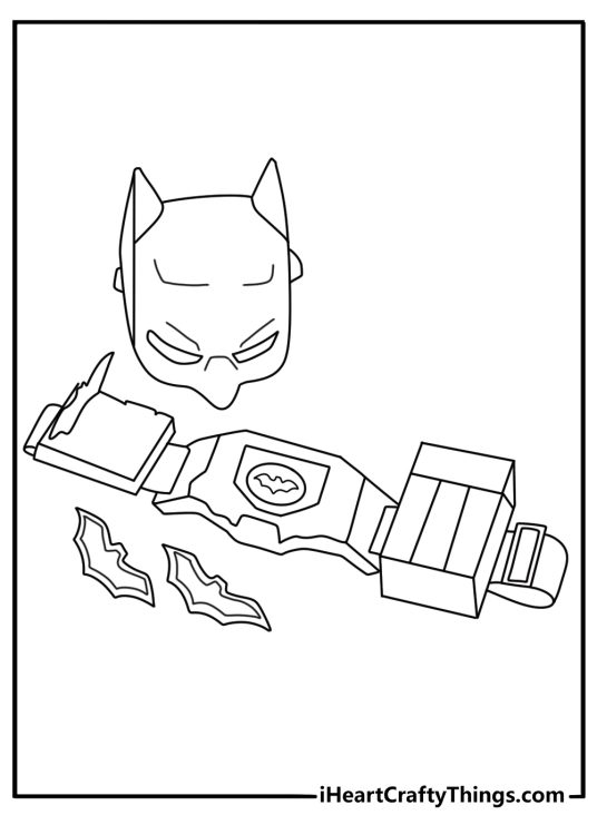 Simple LEGO Batman coloring sheet with Batman mask and utility belt