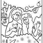 Adam and eve enjoying the beauty of the garden detailed coloring sheet