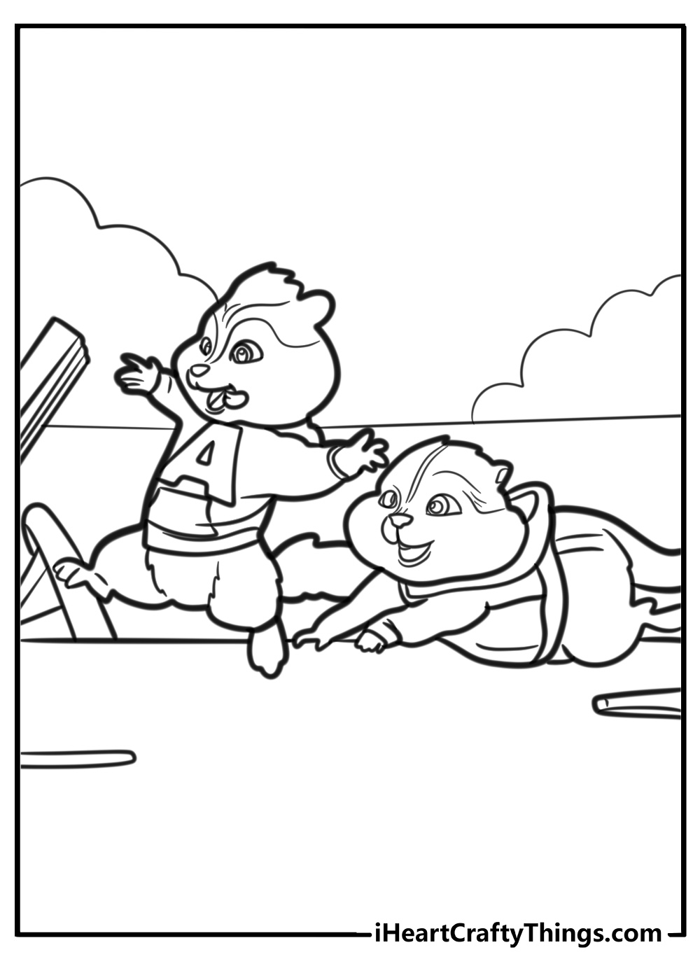 Alvin and theodore having fun free coloring page pdf