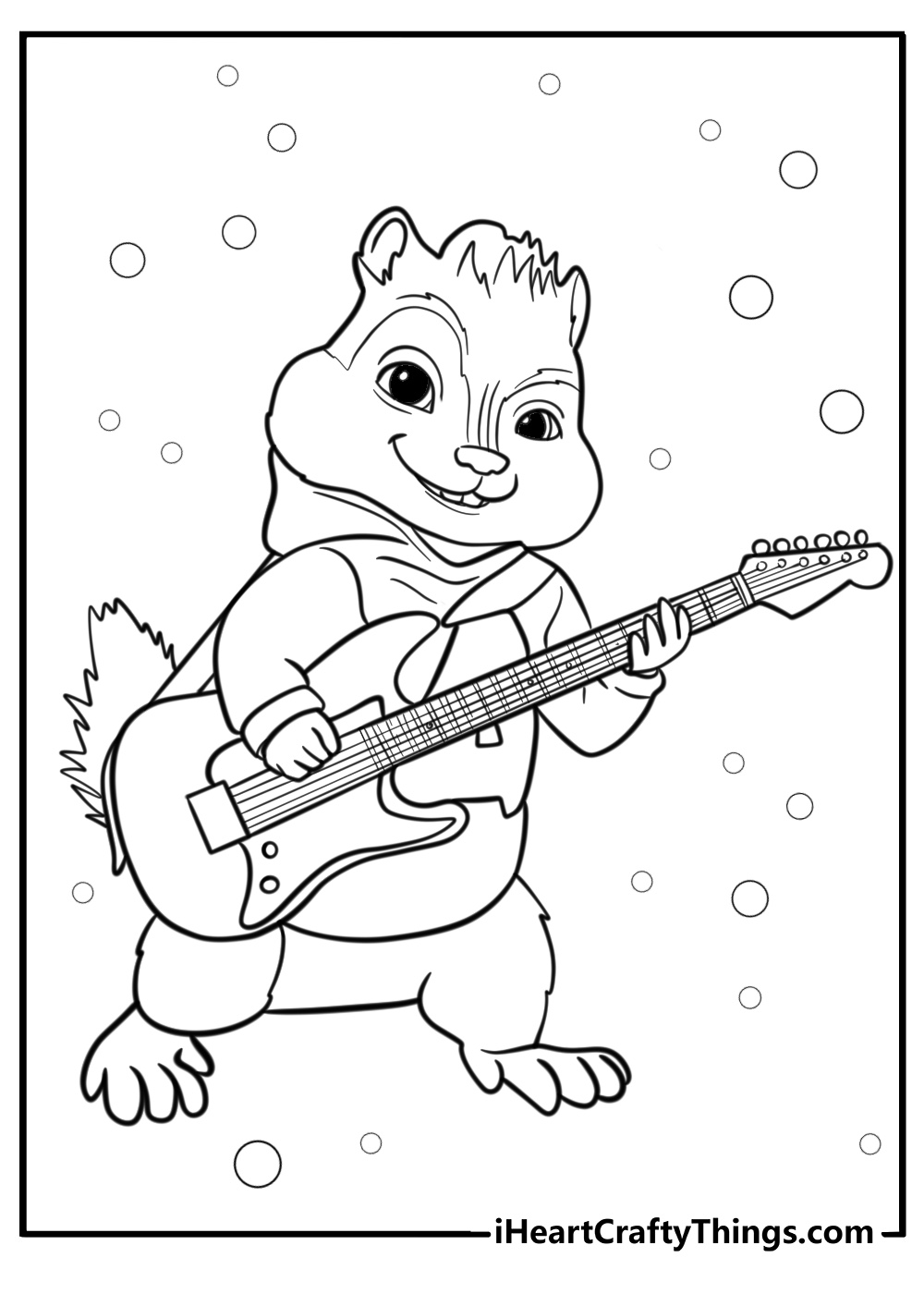 Alvin playing the guitar free printable coloring page