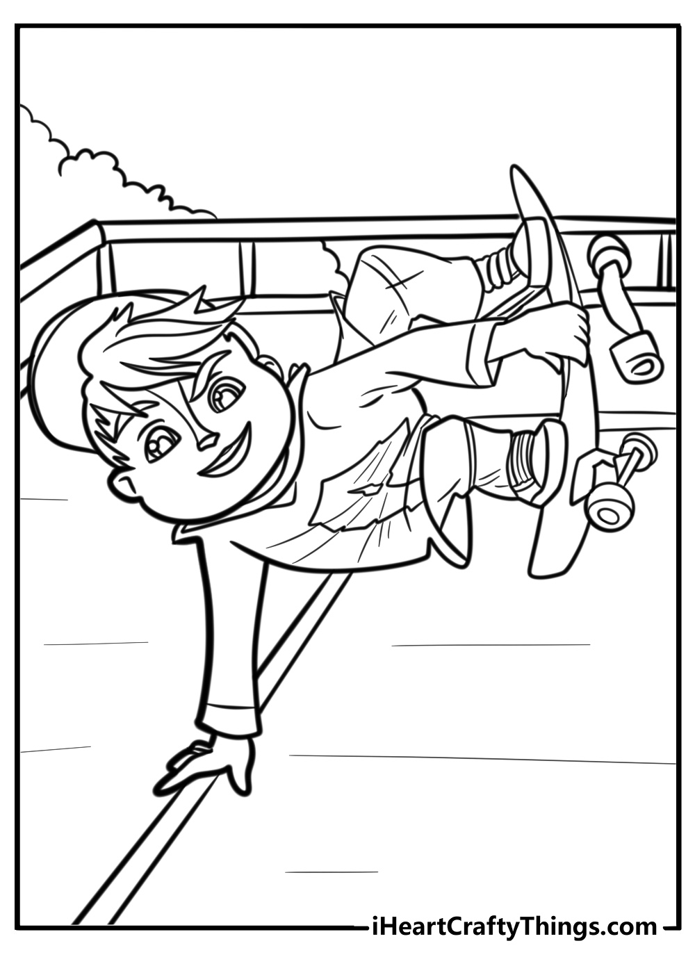 Alvin skateboarding in the park fun chipmunks coloring sheet