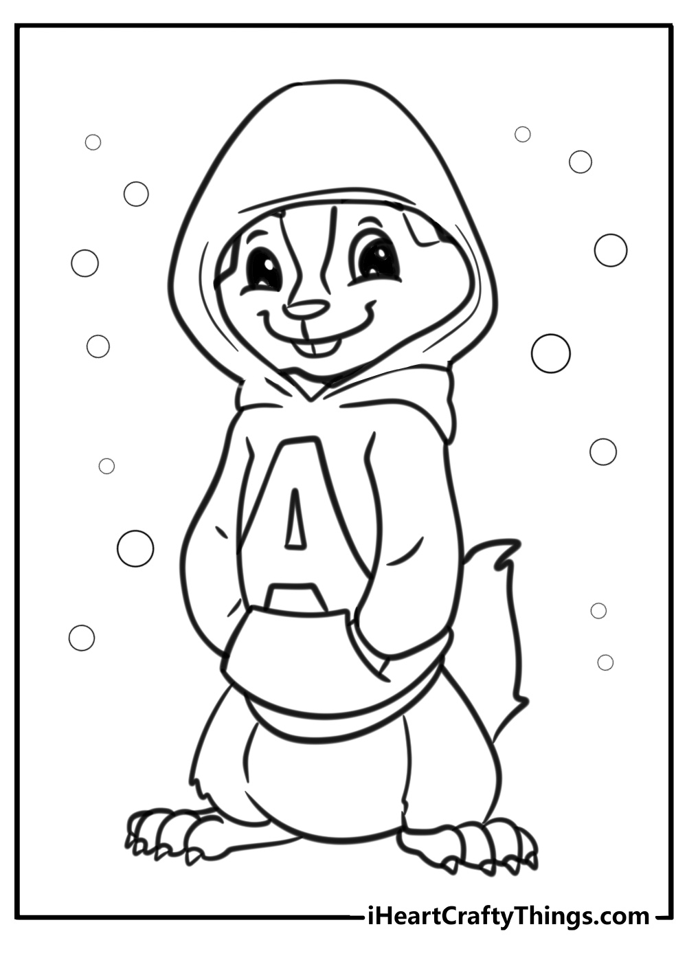 Alvin wearing his hoodie fun chipmunks coloring sheet