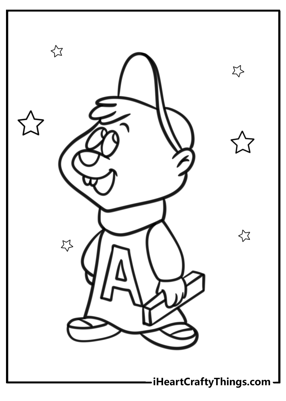 Alvin winking and smiling printable coloring page