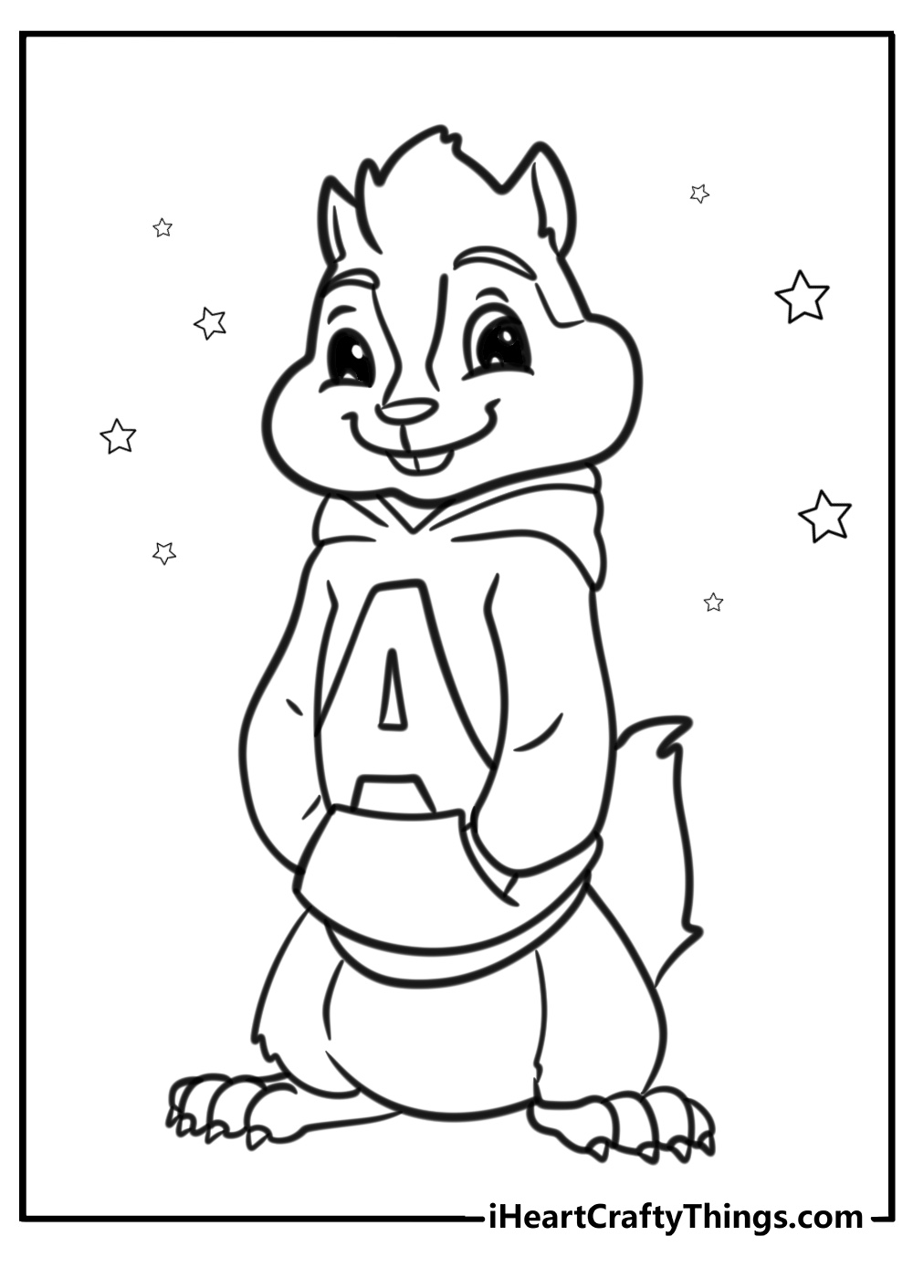 Alvin with a mischievous grin detailed coloring sheet