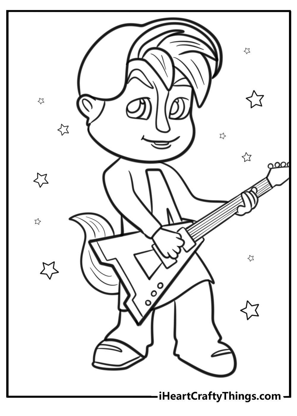 Alvin with his guitar detailed coloring sheet