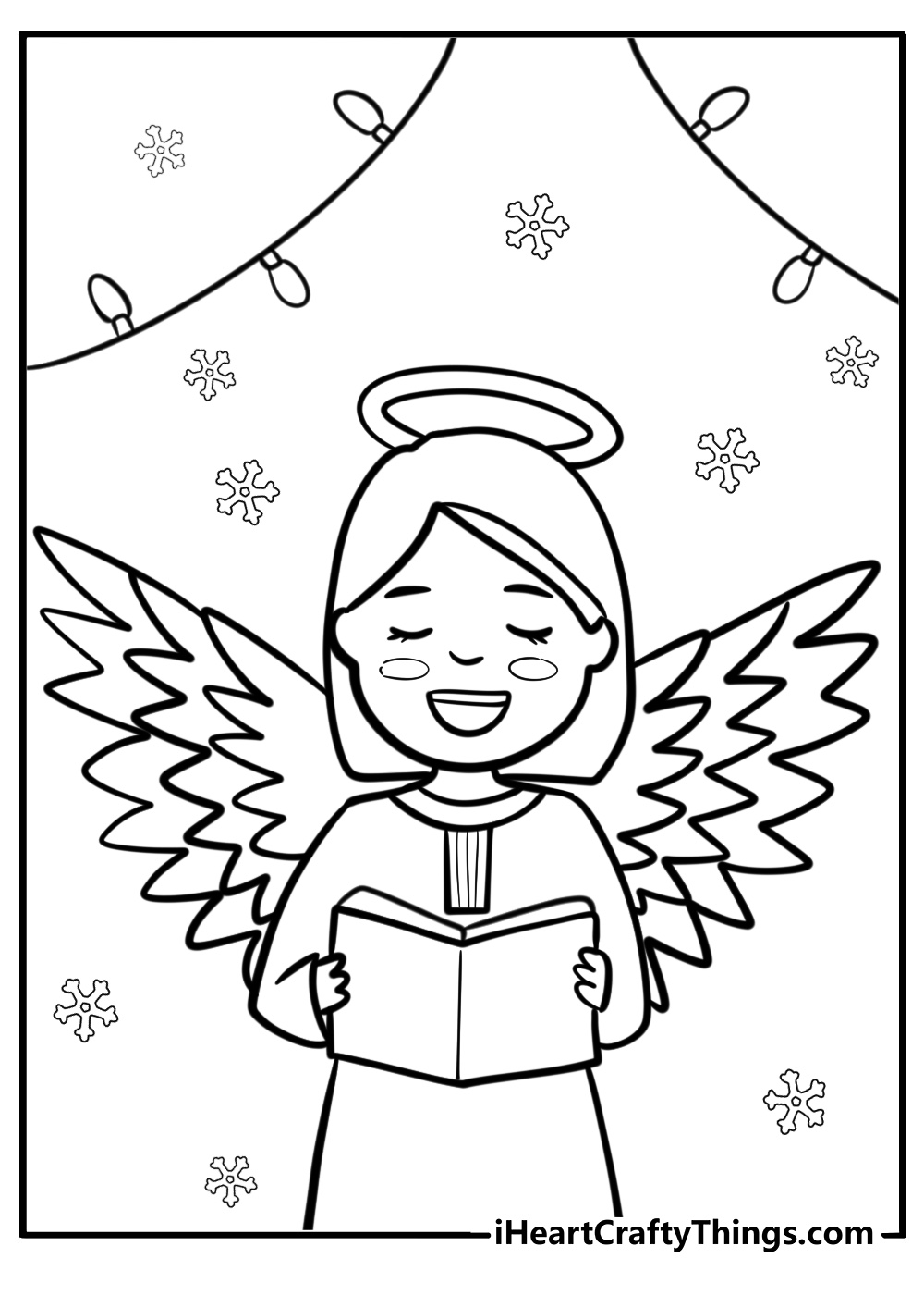 Angel singing christmas carols free printable coloring page