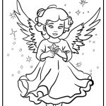 Angel with a peaceful smile free coloring page pdf