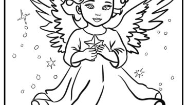 Angel with a peaceful smile free coloring page pdf