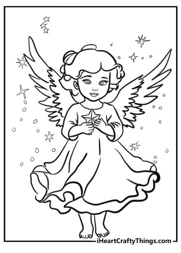 Angel with a peaceful smile free coloring page pdf