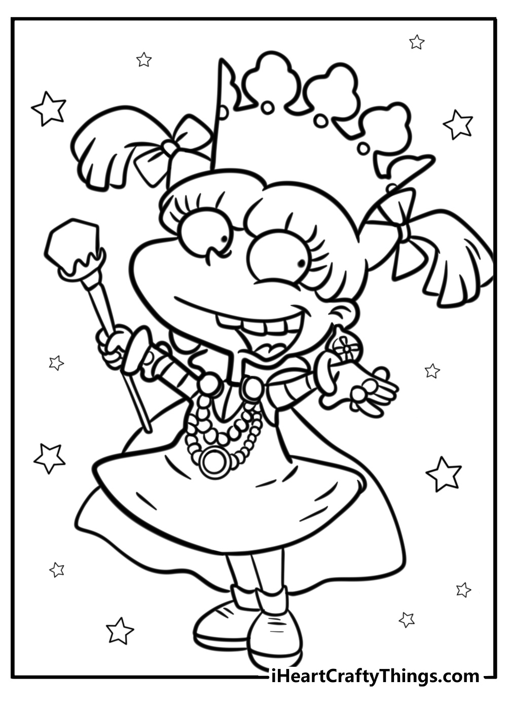 Angelica wearing a crown fun rugrats coloring sheet for kids