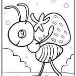 Ant carrying a berry fun coloring sheet for kids