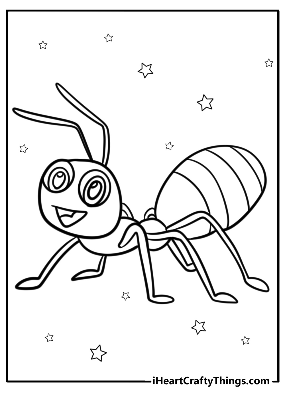 Ant with large eyes detailed coloring sheet