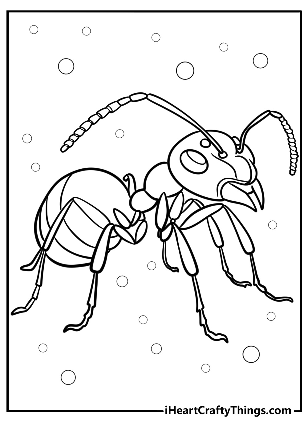 Ant with large mandibles detailed coloring sheet